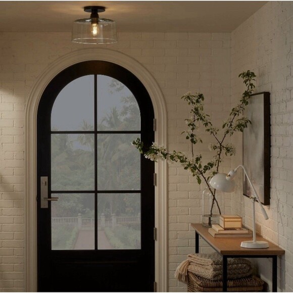Threshold Black Semi FlushMount Ceiling Light w Clear Glass By Studio McGee NEW - Picture 3 of 5